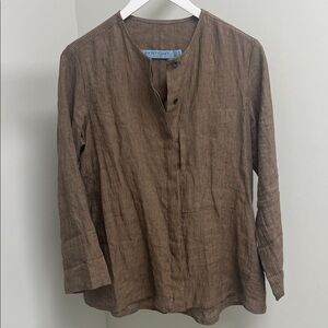 Brown Striped Linen Jacket